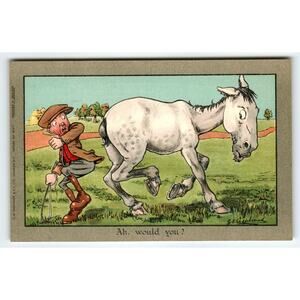 Ah Would You Horse Comic Fun Humor CW Faulkner Artist Signed Shepheard Germany